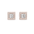 Regalia Princess Cut Square Halo Lab Grown Diamond Stud Earrings