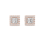 Regalia Princess Cut Square Halo Lab Grown Diamond Stud Earrings
