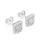 Regalia Princess Cut Square Halo Lab Grown Diamond Stud Earrings