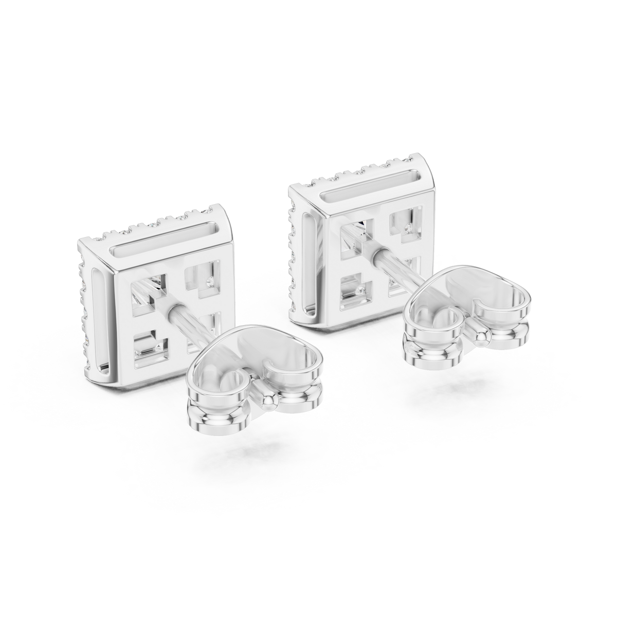 Regalia Princess Cut Square Halo Lab Grown Diamond Stud Earrings