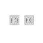 Regalia Princess Cut Square Halo Lab Grown Diamond Stud Earrings