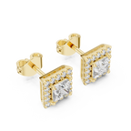 Regalia Princess Cut Square Halo Lab Grown Diamond Stud Earrings