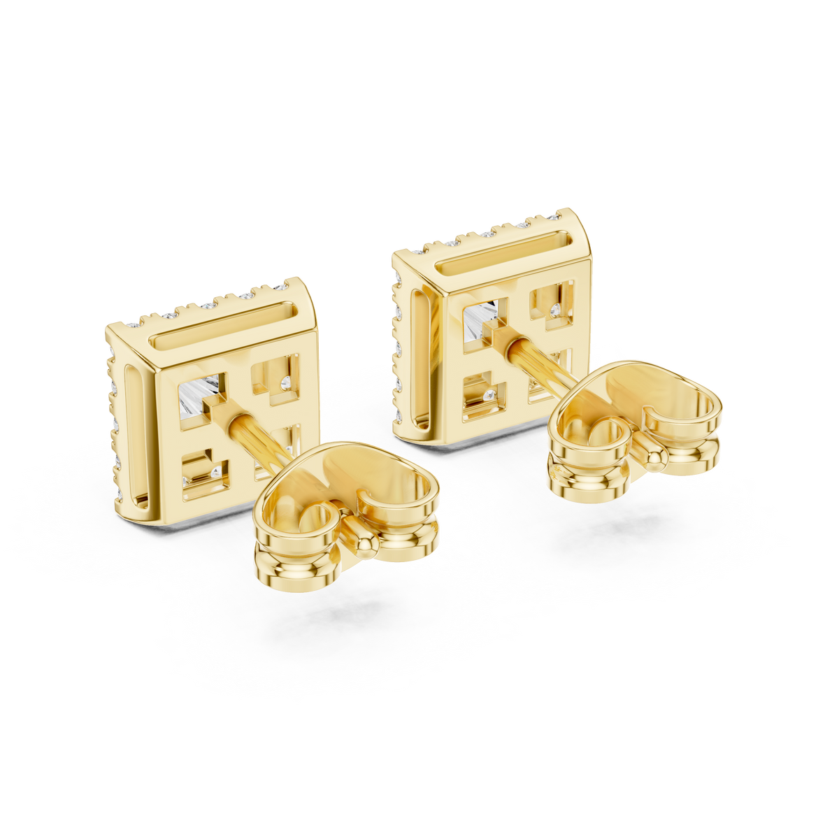 Regalia Princess Cut Square Halo Lab Grown Diamond Stud Earrings