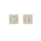 Regalia Princess Cut Square Halo Lab Grown Diamond Stud Earrings