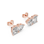 Amoretta Toi et Moi Emerald & Heart Lab Grown Diamond Stud Earrings