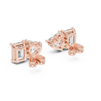 Amoretta Toi et Moi Emerald & Heart Lab Grown Diamond Stud Earrings