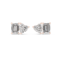 Amoretta Toi et Moi Emerald & Heart Lab Grown Diamond Stud Earrings