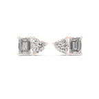Amoretta Toi et Moi Emerald & Heart Lab Grown Diamond Stud Earrings