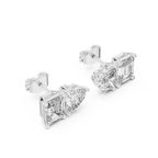Amoretta Toi et Moi Emerald & Heart Lab Grown Diamond Stud Earrings