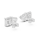 Amoretta Toi et Moi Emerald & Heart Lab Grown Diamond Stud Earrings