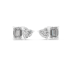 Amoretta Toi et Moi Emerald & Heart Lab Grown Diamond Stud Earrings