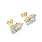 Amoretta Toi et Moi Emerald & Heart Lab Grown Diamond Stud Earrings