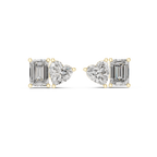 Amoretta Toi et Moi Emerald & Heart Lab Grown Diamond Stud Earrings
