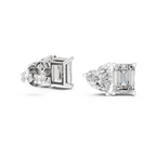 Amoretta Toi et Moi Emerald & Heart Lab Grown Diamond Stud Earrings