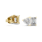Amoretta Toi et Moi Emerald & Heart Lab Grown Diamond Stud Earrings