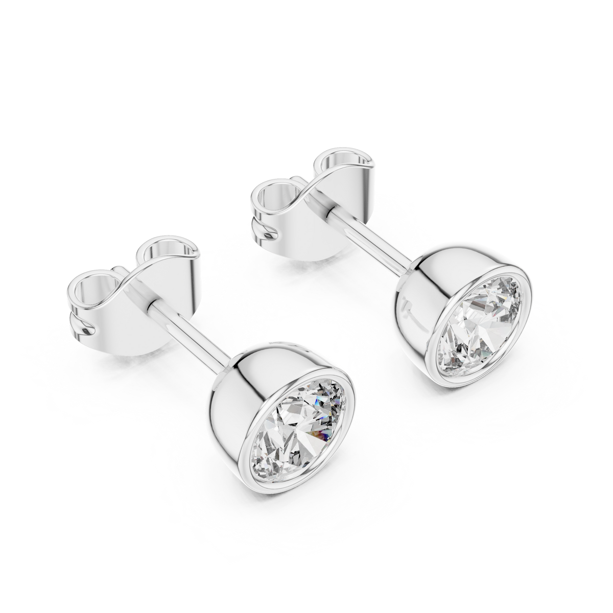 Lunelle Round Brilliant Bezel Set Lab Grown Diamond Stud Earrings