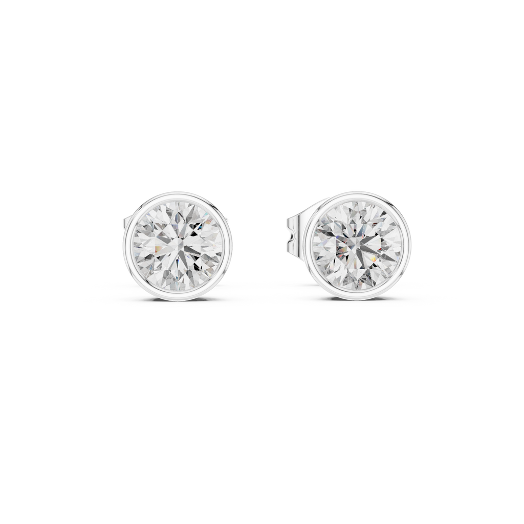Lunelle Round Brilliant Bezel Set Lab Grown Diamond Stud Earrings