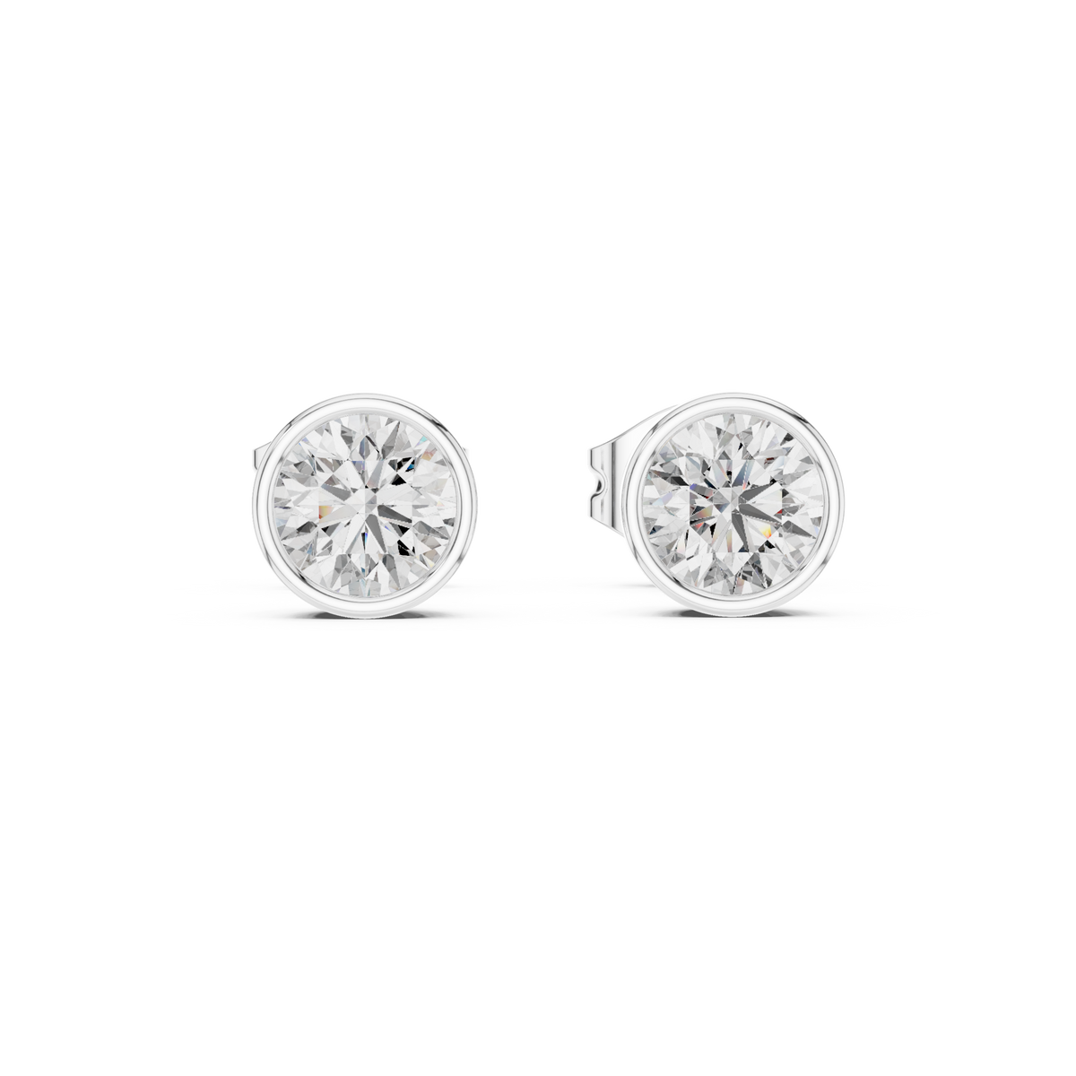 Lunelle Round Brilliant Bezel Set Lab Grown Diamond Stud Earrings