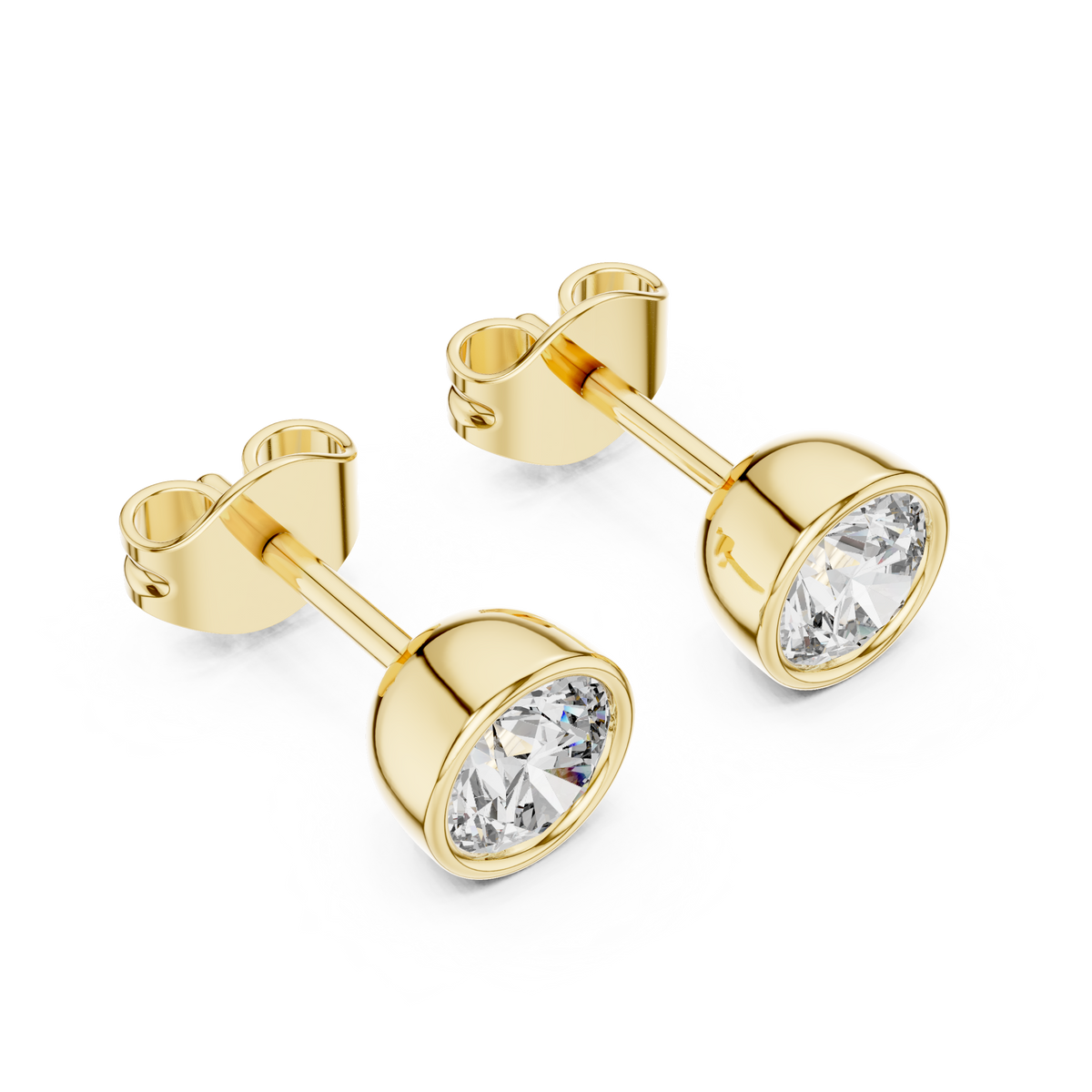 Lunelle Round Brilliant Bezel Set Lab Grown Diamond Stud Earrings