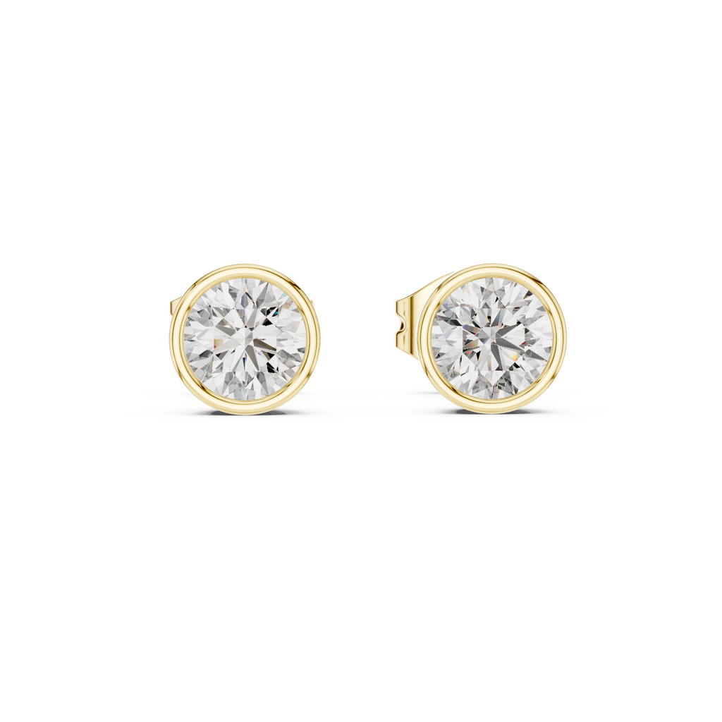 Lunelle Round Brilliant Bezel Set Lab Grown Diamond Stud Earrings