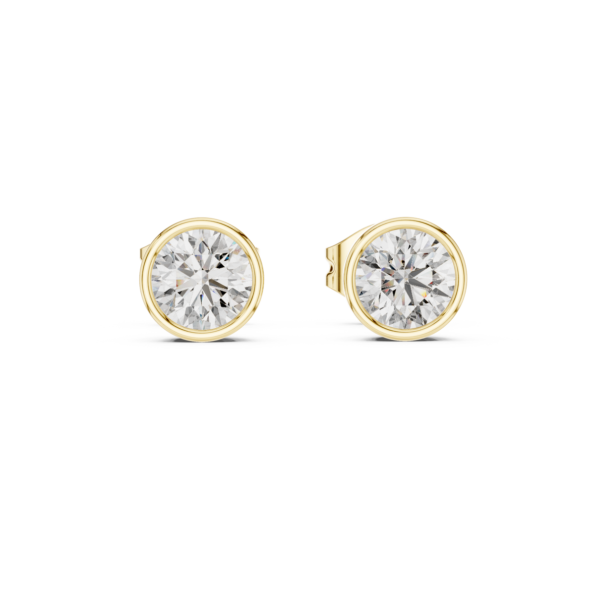 Lunelle Round Brilliant Bezel Set Lab Grown Diamond Stud Earrings