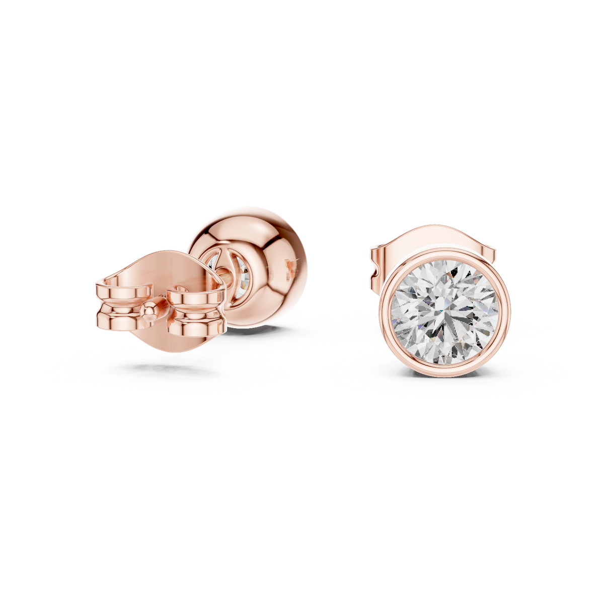 Lunelle Round Brilliant Bezel Set Lab Grown Diamond Stud Earrings