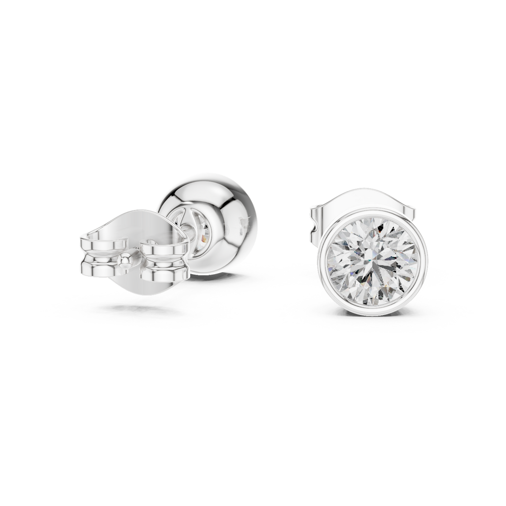 Lunelle Round Brilliant Bezel Set Lab Grown Diamond Stud Earrings