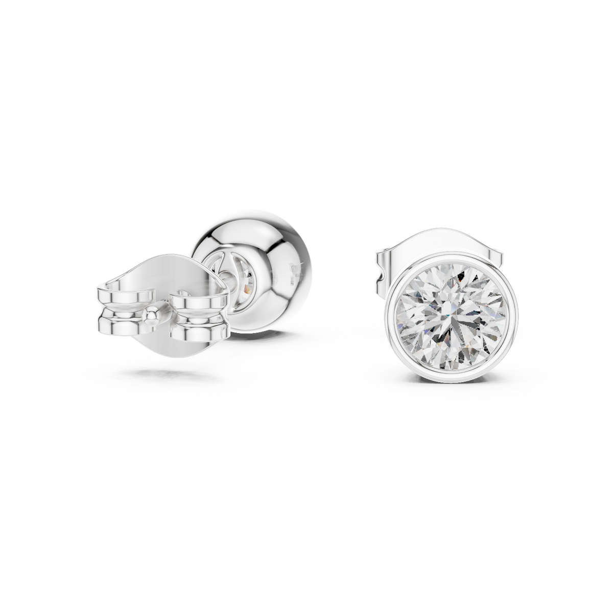 Lunelle Round Brilliant Bezel Set Lab Grown Diamond Stud Earrings