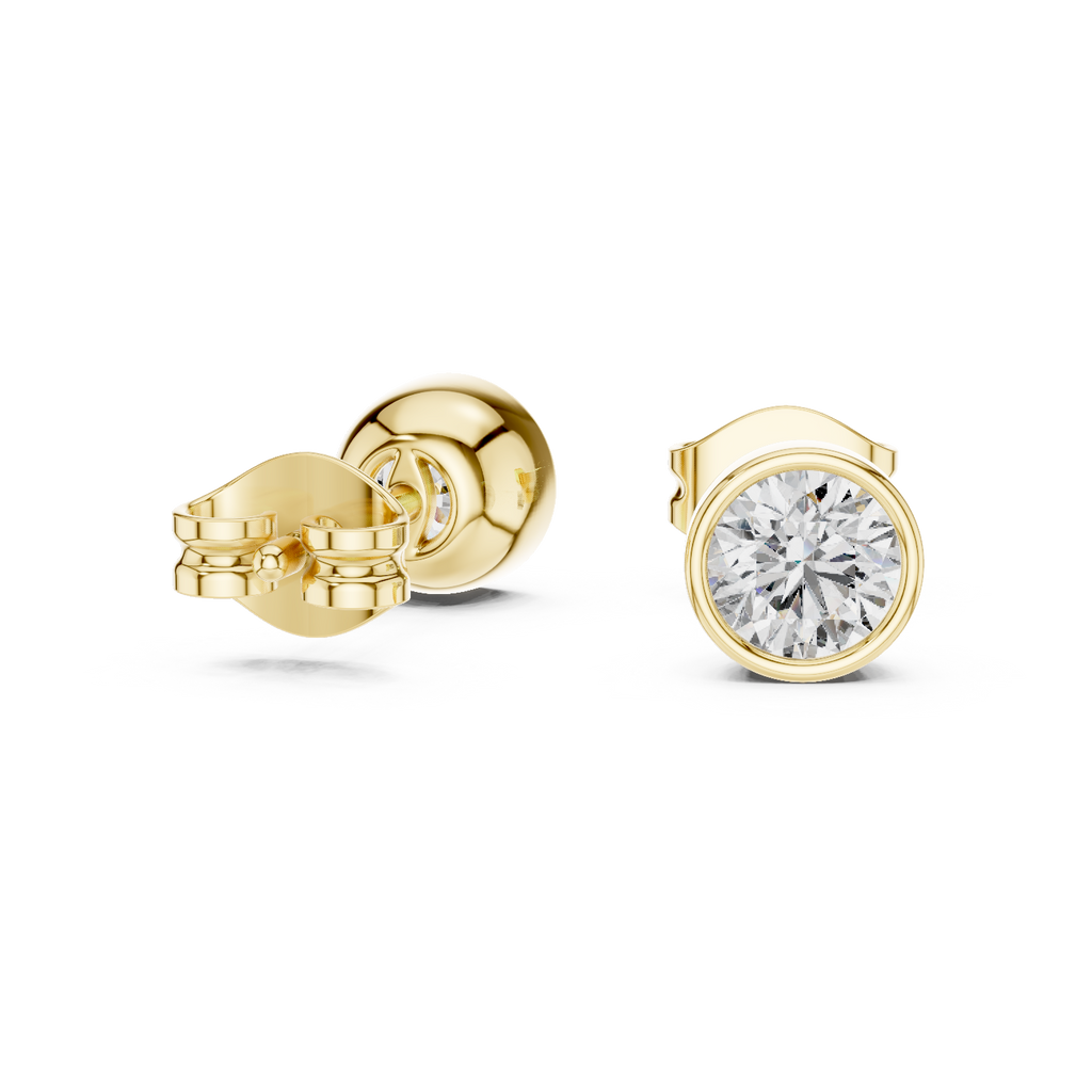 Lunelle Round Brilliant Bezel Set Lab Grown Diamond Stud Earrings