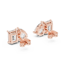 Duetta Toi et Moi Emerald Cut & Pear Cut Lab Grown Diamond Stud Earrings