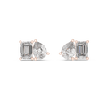 Duetta Toi et Moi Emerald Cut & Pear Cut Lab Grown Diamond Stud Earrings