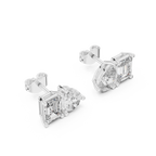Duetta Toi et Moi Emerald Cut & Pear Cut Lab Grown Diamond Stud Earrings