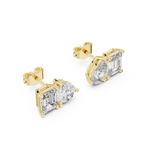 Duetta Toi et Moi Emerald Cut & Pear Cut Lab Grown Diamond Stud Earrings