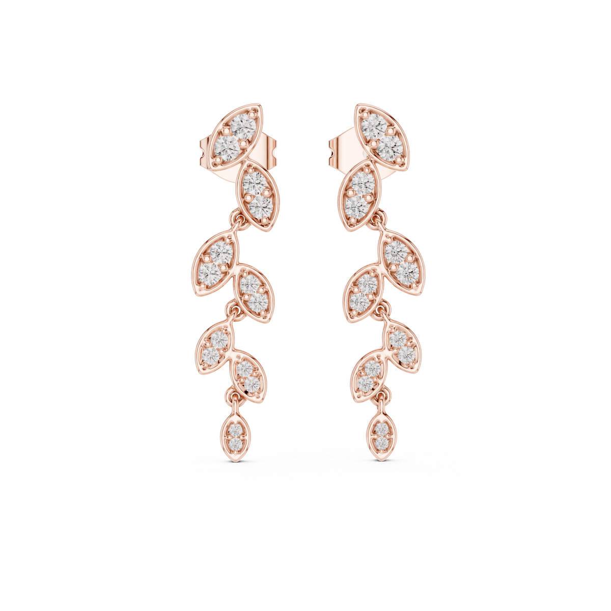 Laurelle Cascading Leaf Pavé Lab Grown Diamond Drop Earrings