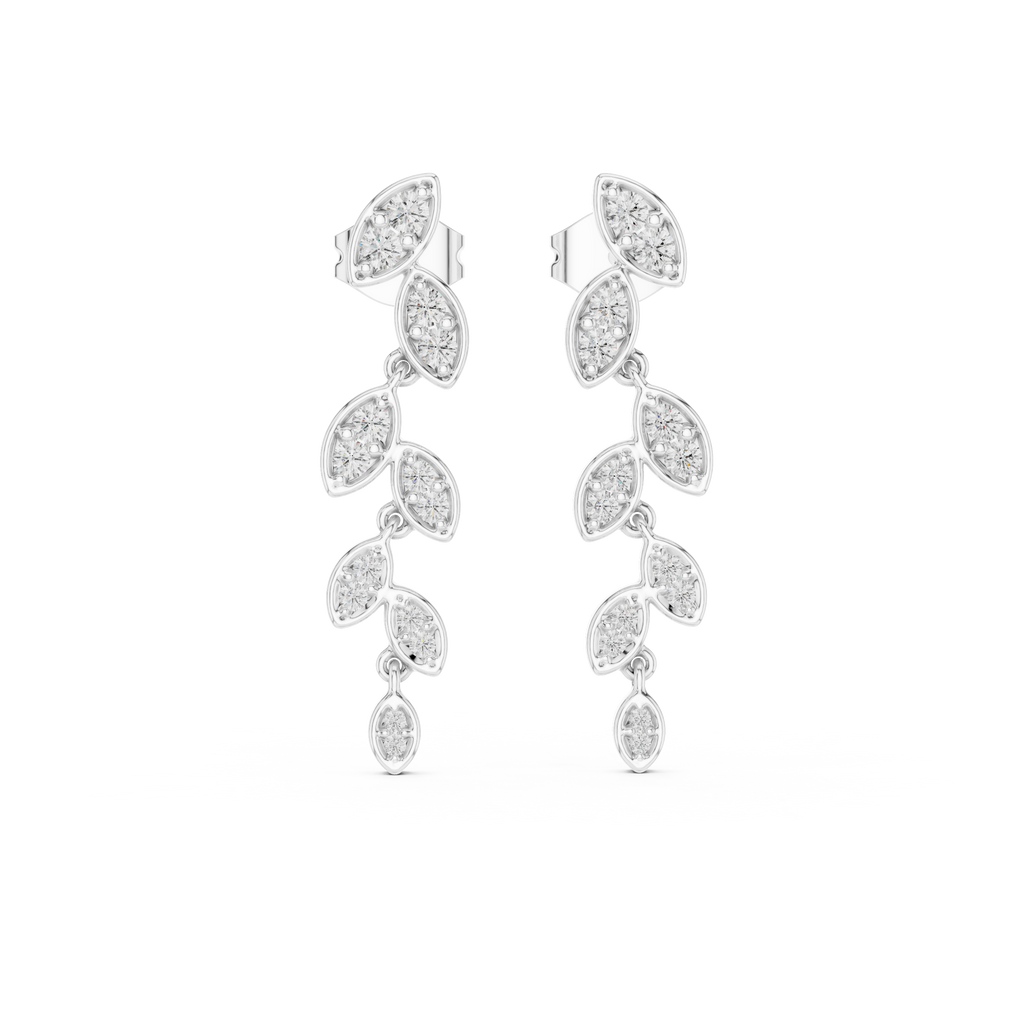 Laurelle Cascading Leaf Pavé Lab Grown Diamond Drop Earrings