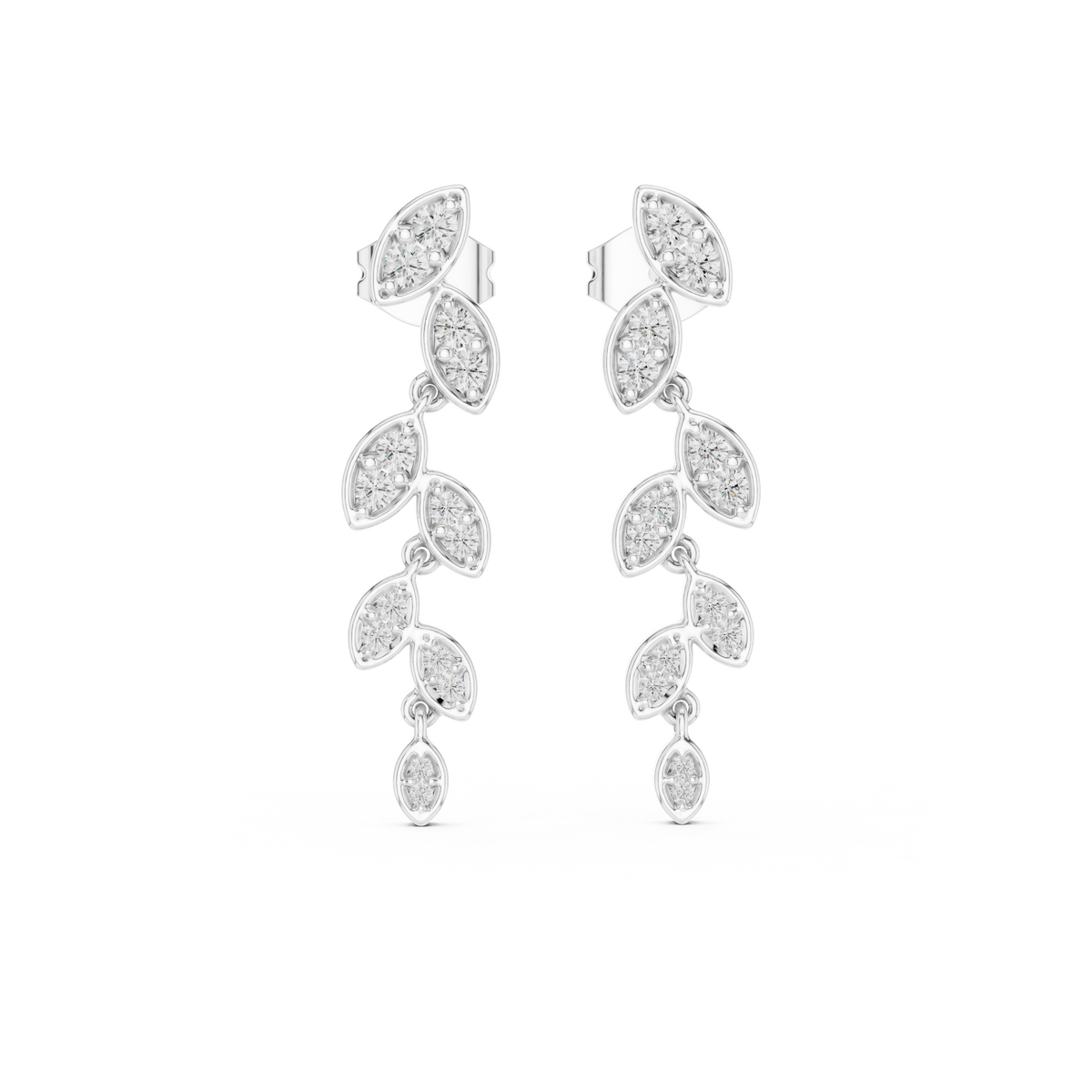 Laurelle Cascading Leaf Pavé Lab Grown Diamond Drop Earrings