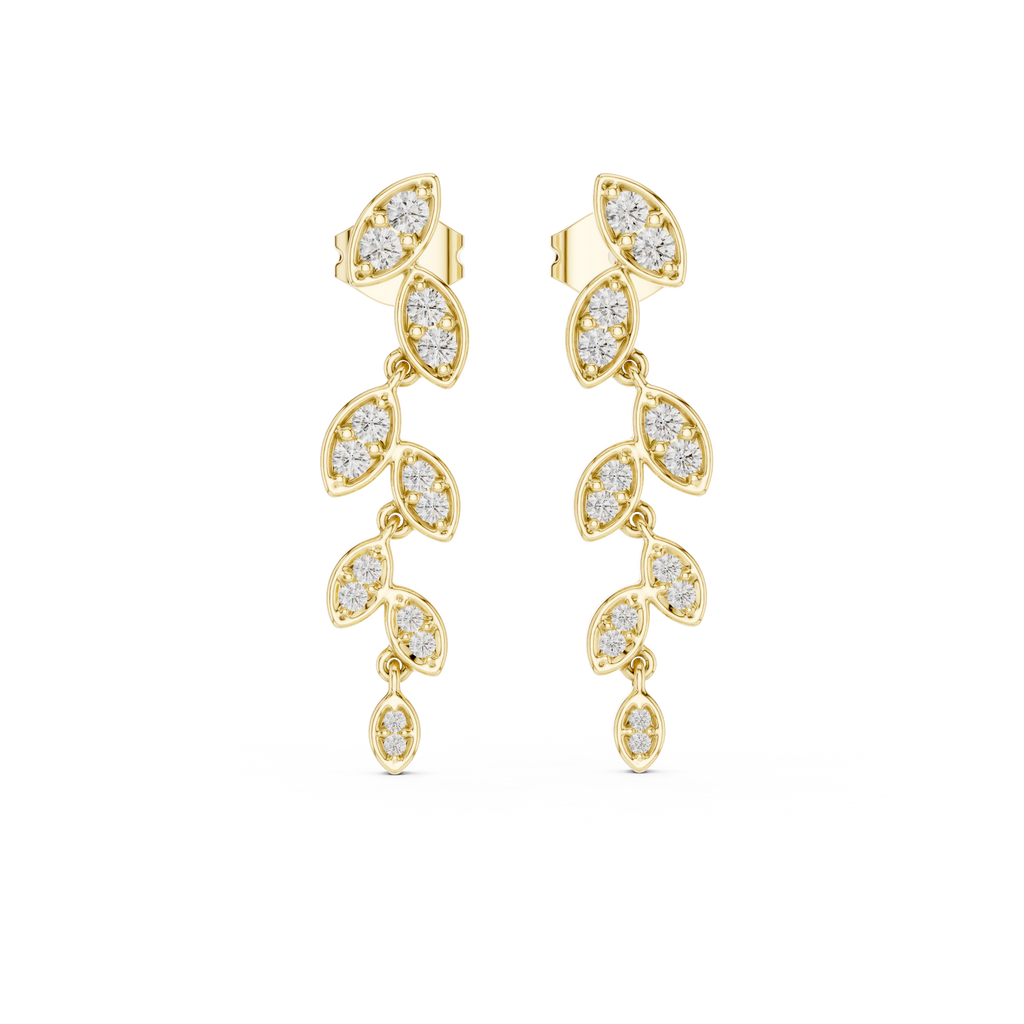 Laurelle Cascading Leaf Pavé Lab Grown Diamond Drop Earrings