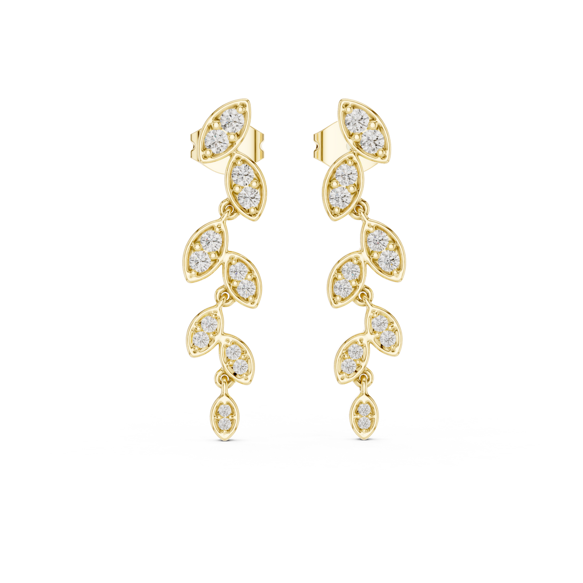 Laurelle Cascading Leaf Pavé Lab Grown Diamond Drop Earrings