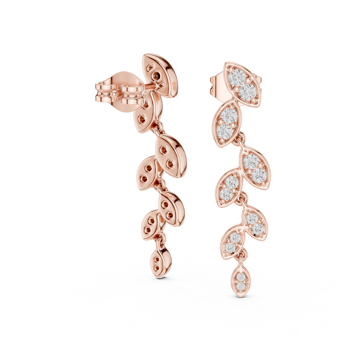 Laurelle Cascading Leaf Pavé Lab Grown Diamond Drop Earrings