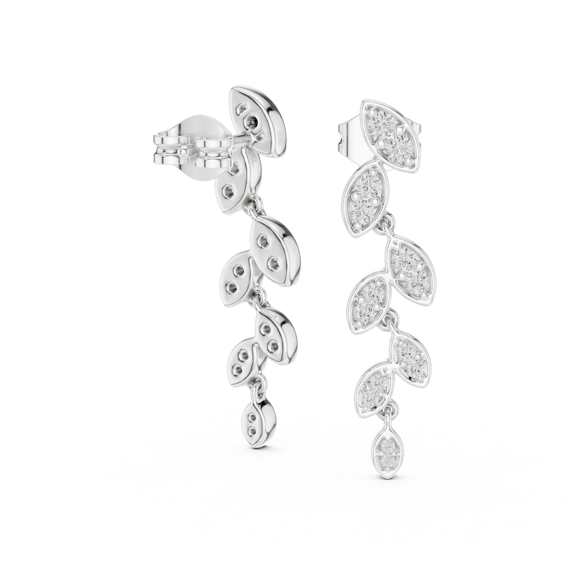 Laurelle Cascading Leaf Pavé Lab Grown Diamond Drop Earrings