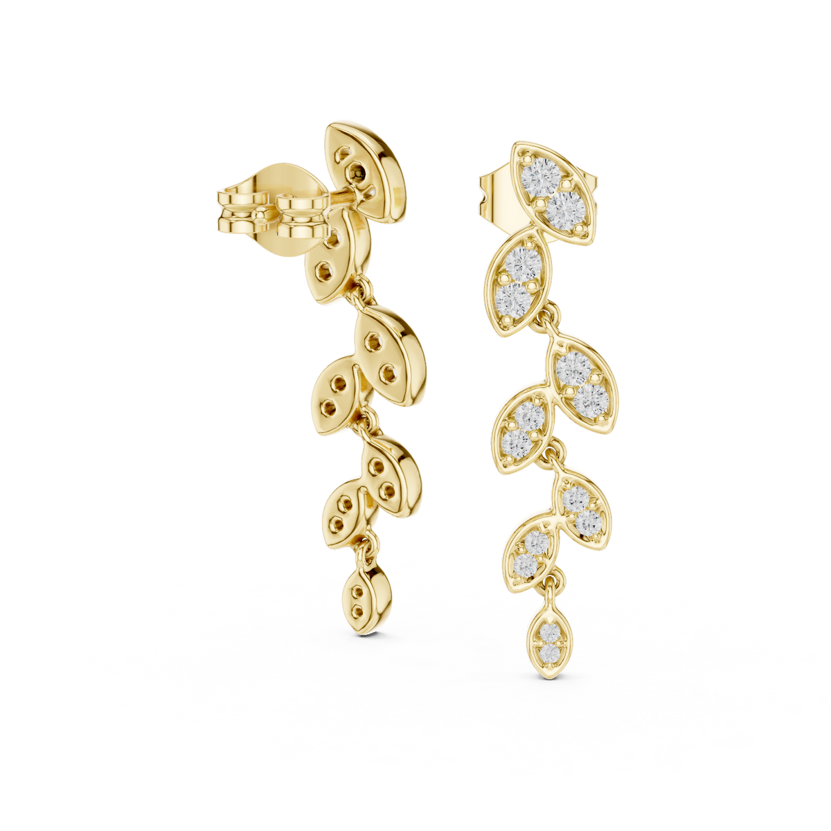 Laurelle Cascading Leaf Pavé Lab Grown Diamond Drop Earrings