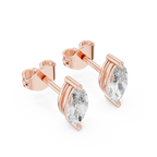 Navetine Marquise Cut Solitaire Lab Grown Diamond Stud Earrings