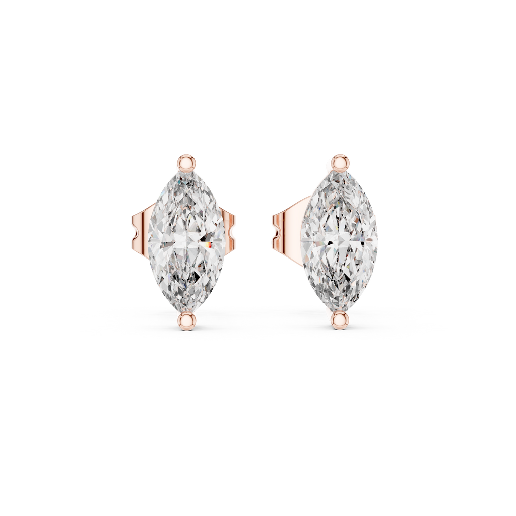 Navetine Marquise Cut Solitaire Lab Grown Diamond Stud Earrings