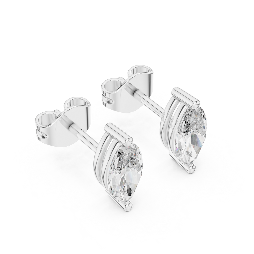 Navetine Marquise Cut Solitaire Lab Grown Diamond Stud Earrings