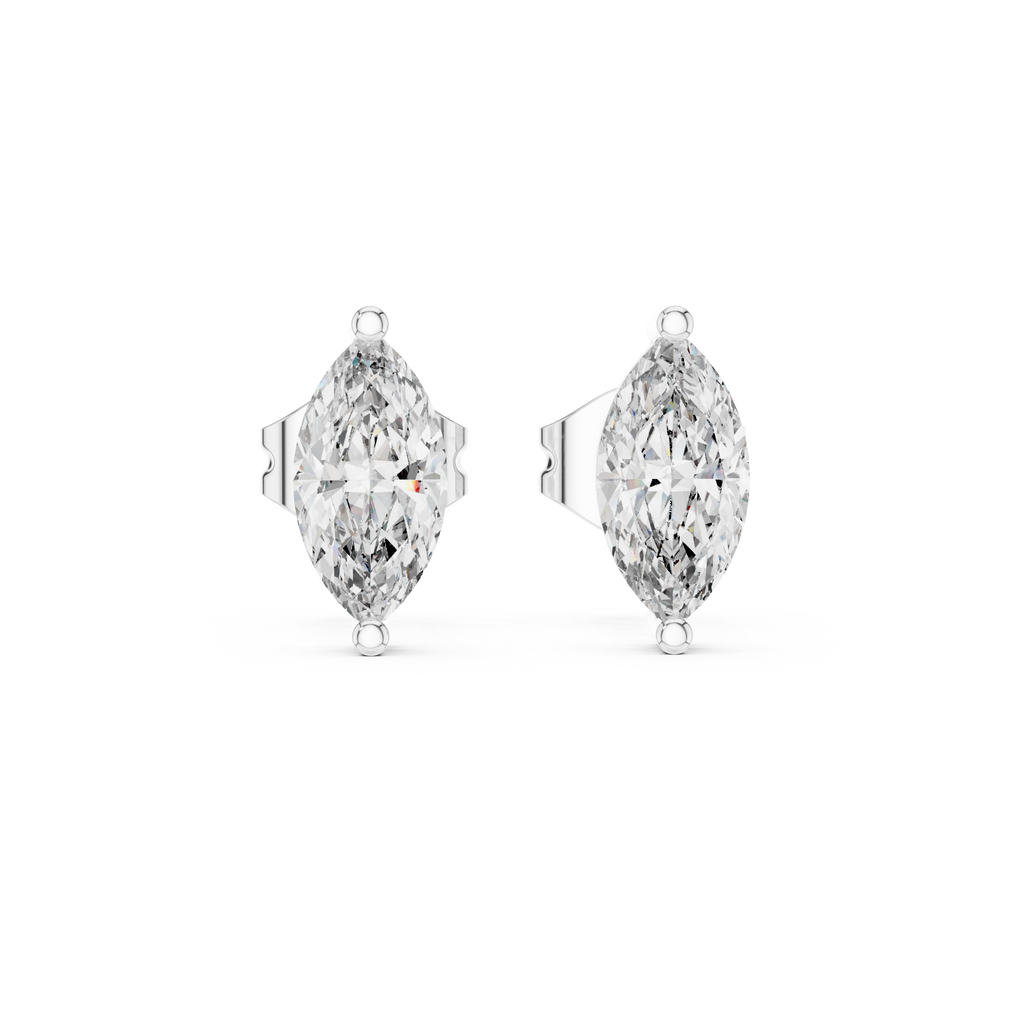 Navetine Marquise Cut Solitaire Lab Grown Diamond Stud Earrings