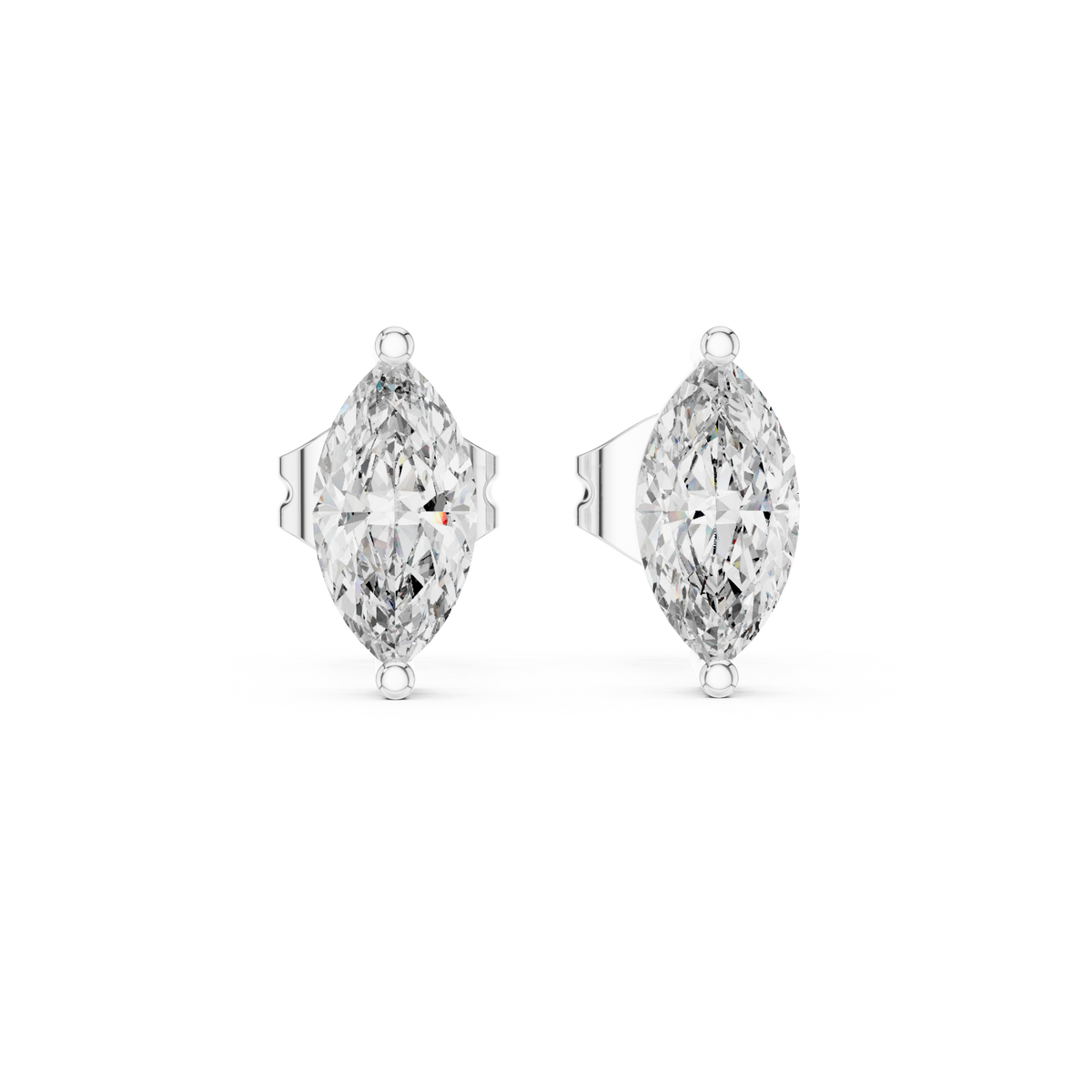 Navetine Marquise Cut Solitaire Lab Grown Diamond Stud Earrings