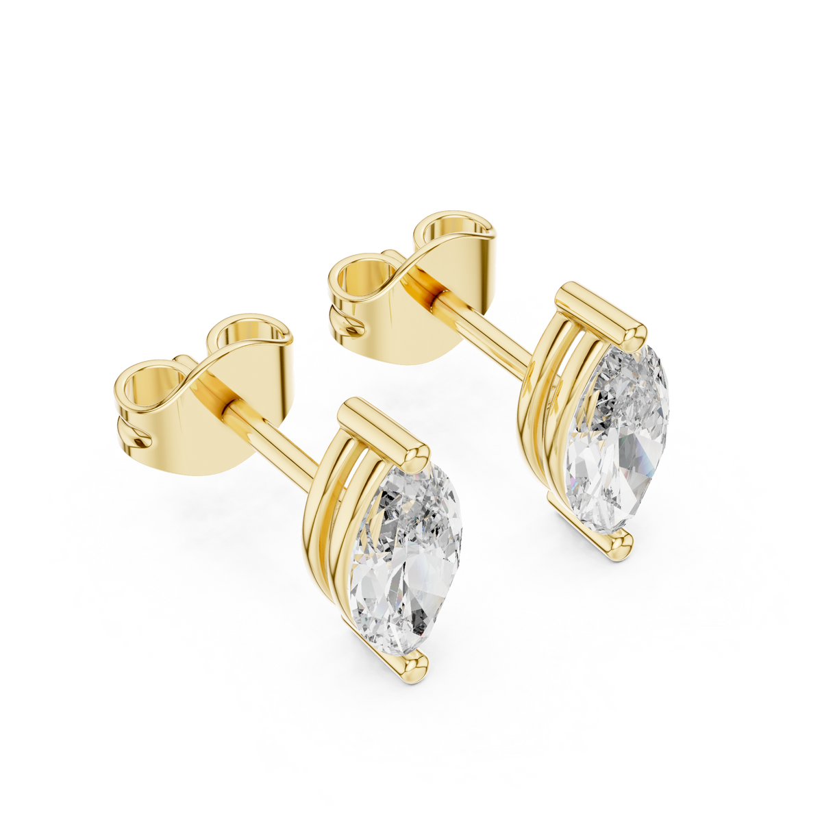 Navetine Marquise Cut Solitaire Lab Grown Diamond Stud Earrings