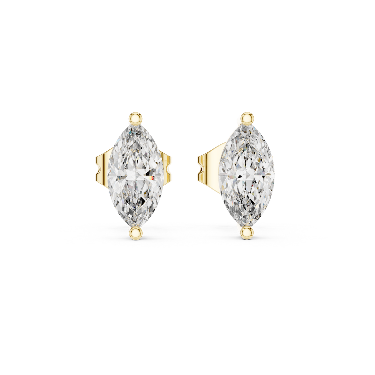 Navetine Marquise Cut Solitaire Lab Grown Diamond Stud Earrings