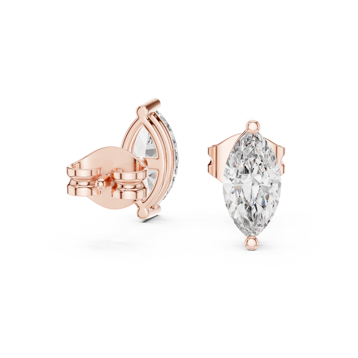 Navetine Marquise Cut Solitaire Lab Grown Diamond Stud Earrings