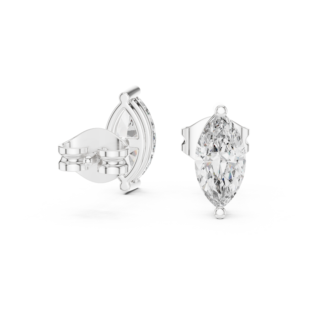 Navetine Marquise Cut Solitaire Lab Grown Diamond Stud Earrings